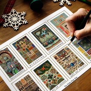 Antieke Renaissance, Byzantijnse, Griekse, Romeinse, Egyptische patronen ATC Set, 3,5 x 2,5 inch, oude wereld digitale afdrukbare collage blad