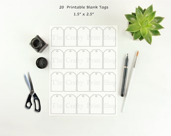 Printable Blank Tag Label Template - Single Sheet DIY Gift Tags, 1.5" x 2.5" Cut Outs, jpg, png, pdf, Instant Digital Download