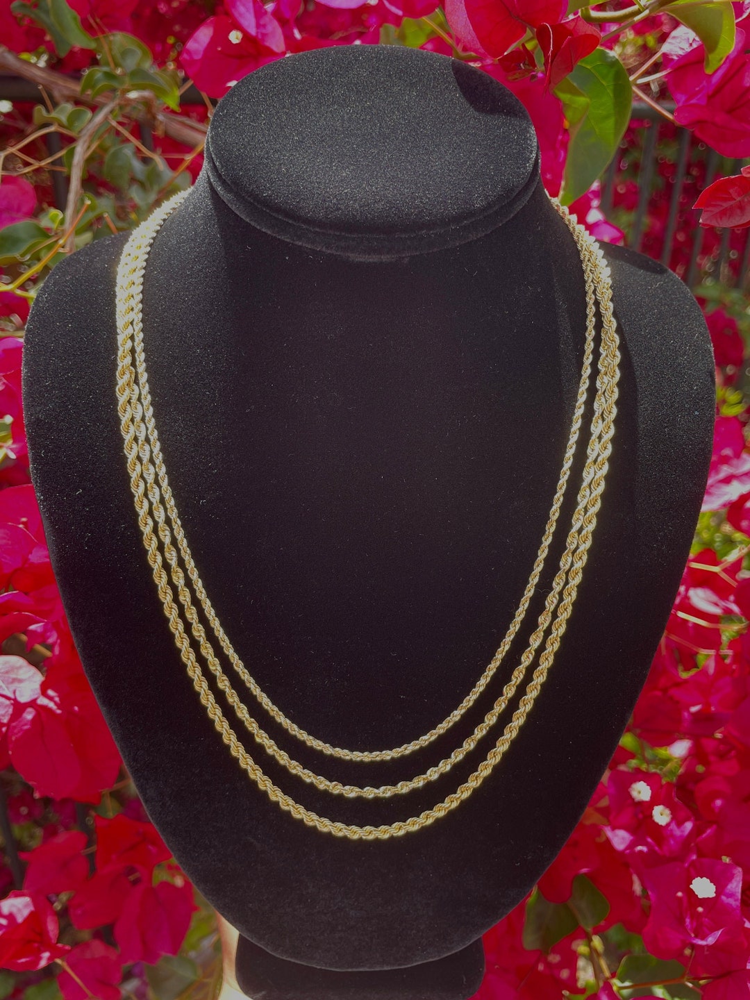 14k Solid Gold Rope Chain HEAVY Solid Gold Chain Diamond Cut Rope Chain