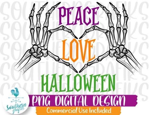 Peace Love Halloween Png Sublimation Designs Downloads | Etsy