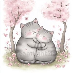 Paquete de 50 imágenes prediseñadas de parejas de animales adorables / Conjunto PNG / Gatos, perros, pájaros, osos y caballos abrazados / Imágenes prediseñadas de animales del bosque en tonos pastel / 4 ZIP