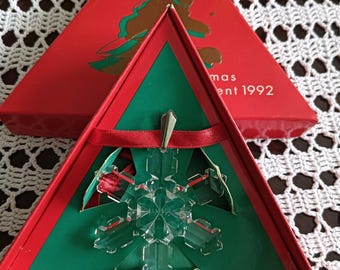 Swarovski Crystal 1992 Second Annual Snowflake Christmas Ornament
