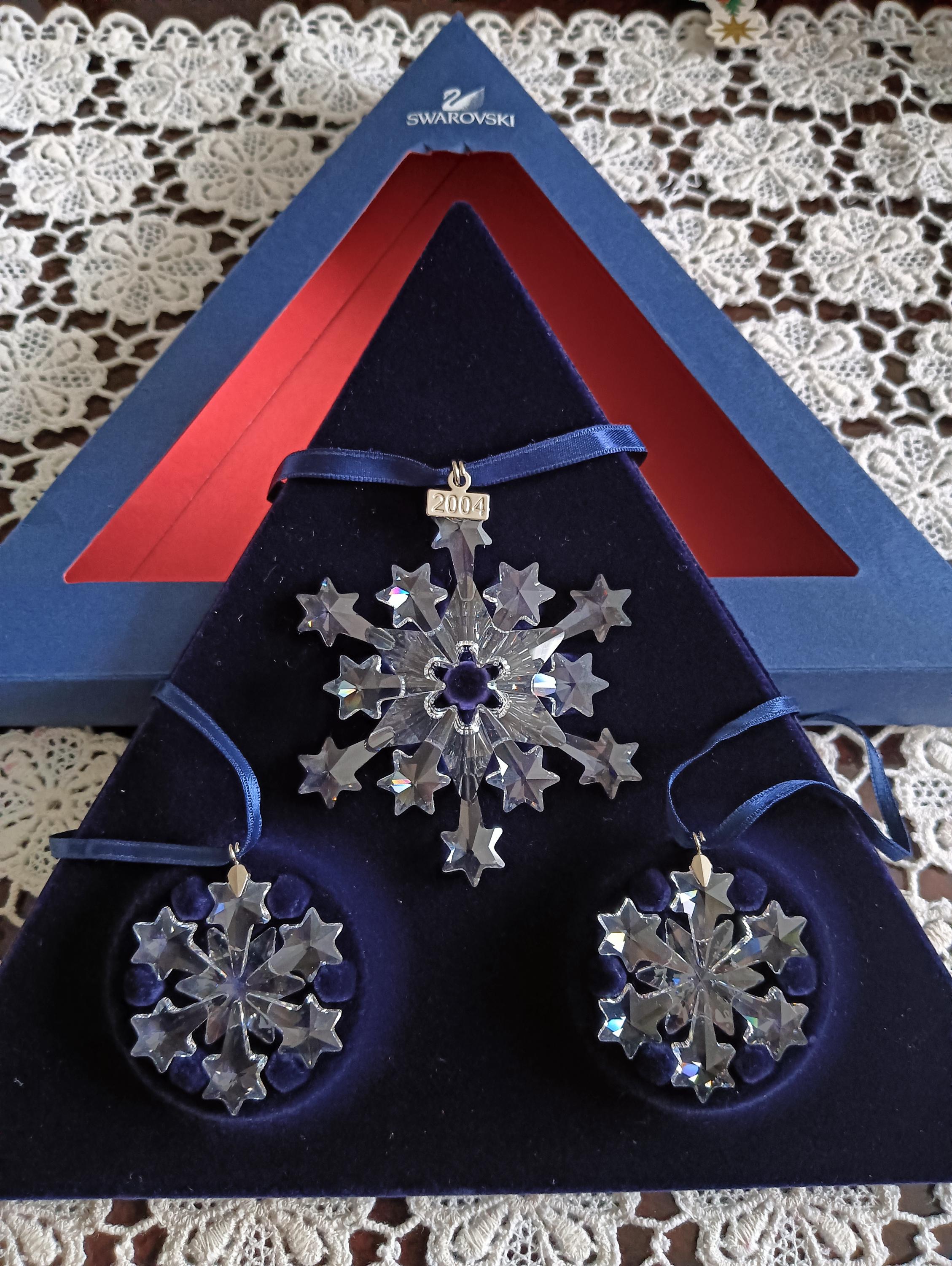 スワロフスキー リトルスノーフレーク 3個セット(2004) 2004 Swarovski Crystal Three Stars Set Christmas Ornaments - Etsy
