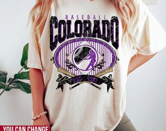 Camisa de béisbol Comfort Colors Colorado, sudadera de béisbol Colorado, camisa de béisbol Colorado estilo vintage, regalo de béisbol Colorado