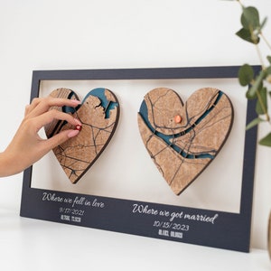 Presente de aniversário, Presente de casamento personalizado, Mapa da cidade personalizado, Mapa de data, Mapa romântico, Presente de recém-casado, Arte de parede com mapa, Mapa de onde se conheceram