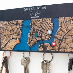Location Wood Key Holder, Magnetic Key, Housewarming Gift, Key Holder For Wall, Magnetic Key Rack, Personalized Key Holder