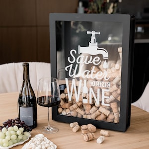 Wine Lover Gift Idea, Handmade Wine Cork Collector, Wine Cork Frame, Wine Cork Holder, Wooden Wine Sign, Cork Display Box, Funny Wine Gift