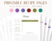 Recipe Book Pages, Recipe Template, Digital Recipe Sheet, Meal Planner, Printable Recipe, Cookbook Template, Recipe Planner, Recipe PDF