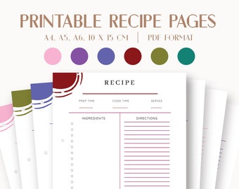Bundle Recipe Book Template Kitchen Conversions Chart | Recipe Sheet Template Printable Digital Cookbook Template PDF | Leaves Design