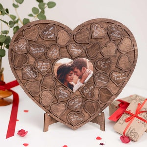Puzzle Reasons Why I Love You with Photo, Wooden Personalized Anniversary Day Gifts, Wooden Custom Puzzle, Gift for Couple, Wedding Gift