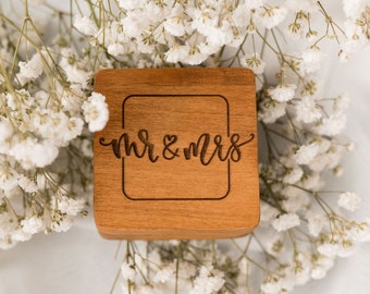 Wooden Ring Box, Wooden Wedding Ceremony Ring Box, Wedding Ring Box, Anniversary Gift, Custom Wedding Ring Box, Custom Name Ring Holder