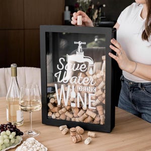 Wijnkurkhouder, wijnkurkdoos, wijnkurkhouder, wijnliefhebber cadeau, wijnkurk schaduwdoos, jubileumcadeau, jubileumcadeau voor stel