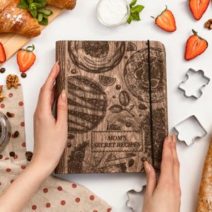 Family Recipe Notebook, Cooking Gift for Her, Daughter, Personalized Recipe Book, Gifts for Mom, Custom Cookbook, Wooden Recipe Binder