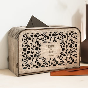 Benutzerdefinierte Holzkartenbox, Hochzeitskartenbox mit Schlitz, Hochzeitsdekorationen, Holzhochzeits-Spardose, rustikale Hochzeitsdeko, Boho-Hochzeitsbriefkasten