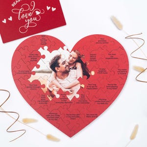 Custom Photo Valentine&#39;s Day Gift, I Love You Puzzle, Personalized Gift for Wife, Custom Anniversary Gift for Her, Wooden Puzzle Reasons