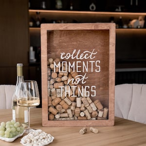 Wine Cork Keeper Holder, Wine Cork Box, Wine Lover Gift, Wine Cork Shadow Box, Wedding Anniversary Gift, Groomsmen Gift, Family, Parent Gift
