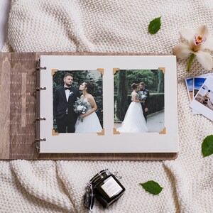 Wood Photo Album, Scrapbook Album for Her, 5th Wedding Anniversary Gift, Personalized Gift, Guest Book, Birthday Gift Idea, Bridal Shower image 10