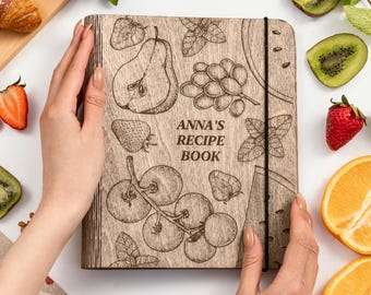Personalized Recipe Book, Gifts for Mom, Custom Cookbook, Wooden Recipe Binder, Family Recipe Notebook, Cooking Gift for Mom, Mother's Gift