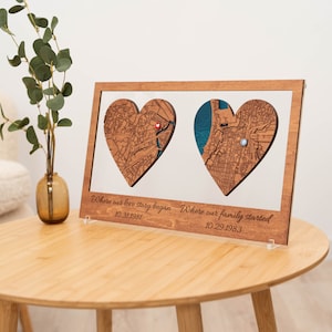 Cadeau personnalisé pour lui, elle, art de la carte, cadeaux de mariage pour le couple, plan de la ville personnalisé, carte de nos lieux de rencontre, idée cadeau d'anniversaire