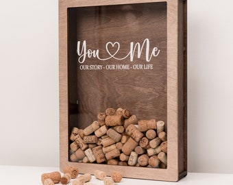 Gift for Family Parents, Frame Wine Cork, Wine Prosecco Champagne Cork Box Holder, Wine Collector Gift, Housewarming Gift, Gift for Couple