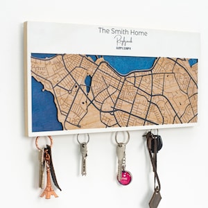 Ons eerste cadeau voor thuis: kaartsleutelhanger, magnetische sleutelhaken, sleutelorganizer, sleutelhanger op maat, appartementinrichting, idee jubileumcadeau