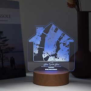 Landkarte Nachtlicht, Hochzeitsgeschenk Jahrestag, Geschenk, Acryl Lageplan, erste Date Karte, Mann Geschenk, individuelle Karte Geschenk, Acryl Karten
