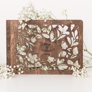 Álbum de fotos de boda rústico, libro de visitas de compromiso personalizado, regalo único para novias, álbum de recuerdos, libro de recuerdos grabado personalizado