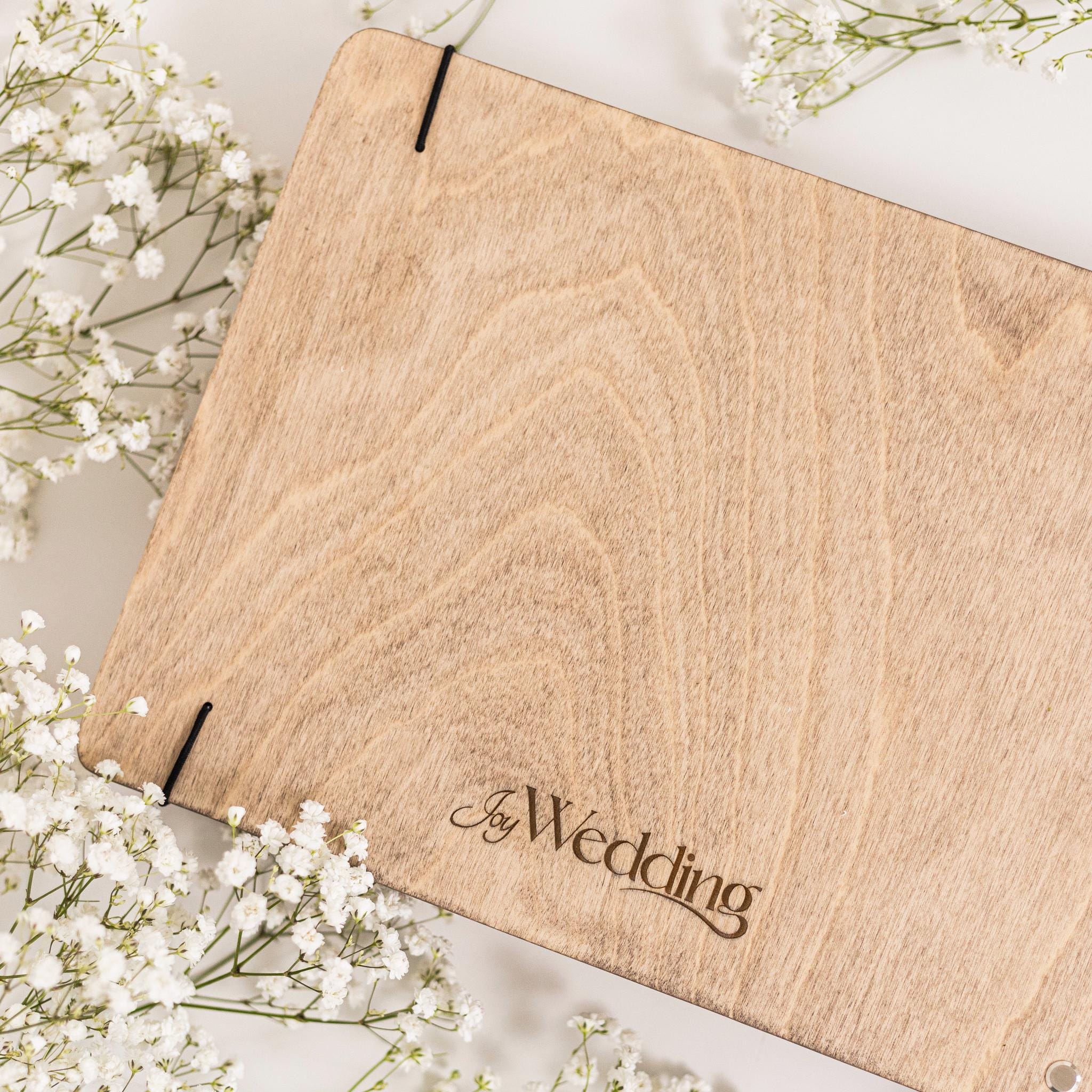 Personalized Gift, Wooden Photo Album Engraved, Scrapbook Album for Her, Custom Family Photo Album Honeymoon, Christmas Gift for Couple