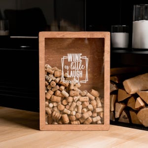 Wine Lover Gift, Wine Cork Box, Wine Wooden Cork Keeper, Wine Cork Holder, Wine Cork Box, Anniversary Gift, Anniversary Gift for Couple