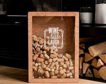 Wine Lover Gift, Wine Cork Box, Wine Wooden Cork Keeper, Wine Cork Holder, Wine Cork Box, Anniversary Gift, Anniversary Gift for Couple