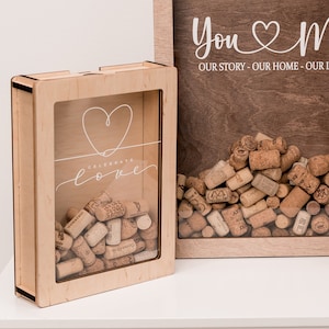 Personalized Wine Cork Holder, Custom Wine Cork Holder, Wife Anniversary Gift, Wine Lover Gift Cork Box Frame, Wine Cork Memory Box