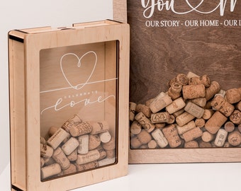 Personalized Wine Cork Holder, Custom Wine Cork Holder, Wife Anniversary Gift, Wine Lover Gift Cork Box Frame, Wine Cork Memory Box