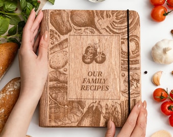 Wooden Custom Cookbook, 5th Anniversary Gift, Personalized Recipe Book, Mothers Day Gift, Recipe Binder, Wooden Cookbook, Custom Cookbook