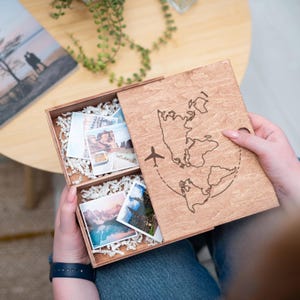 Regalo per la luna di miele, regalo di nozze, scatola dei ricordi di nozze, regalo per il 5° anniversario, scatola dei ricordi in legno, scatola dei ricordi per la fotografia di nozze