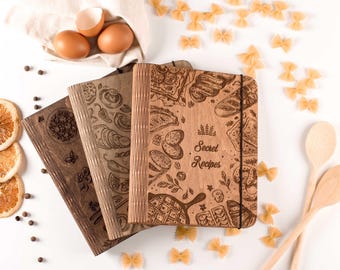 Family Cook Book, Personalized Recipe Binder, Personalized Recipe Book, 5th Anniversary Gift, Birthday Gift, Wooden Cookbook, Birthday Gift
