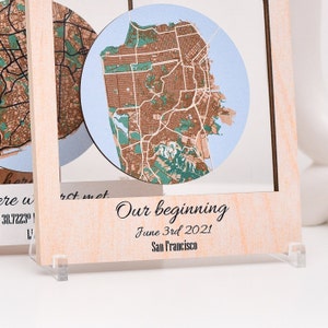 May include: A wooden frame with a map of San Francisco inside. The text "Our beginning June 3rd 2021 San Francisco" is printed on the frame.