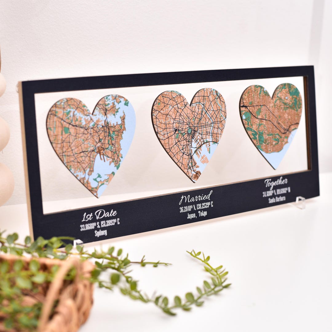Wedding Anniversary Gift, Location Map, Any City Map, Custom Wood Map ...