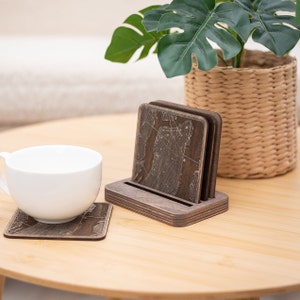 Erstes Zuhause Geschenkidee, Getränkeuntersetzer Set, individuelle Stadtkarte, individuelle Bestfriends Geschenkidee, personalisierte Stadtkarte Untersetzer Set mit Halter