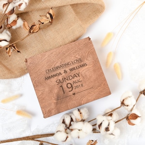 Fotodoos bruiloft, aangepaste houten kist voor foto en USB, cadeau 5e verjaardag, huwelijkscadeau voor stel, gepersonaliseerde houten fotogeheugendoos