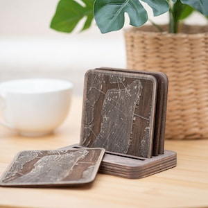 Individuelle gravierte Stadt Karte, personalisierte Wohnkultur, Einweihungsgeschenk, gravierte Straßenkarte, Stadtplan Untersetzer, Hochzeitsgeschenk