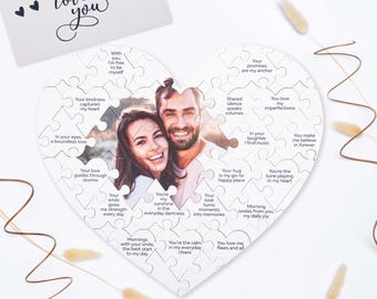 Decoraciones de aniversario, rompecabezas de razones por las que te amo, regalo de aniversario para novia, regalo de aniversario para ella, razones de rompecabezas de madera