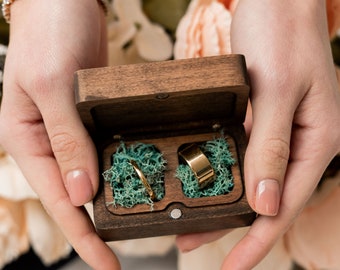 Wedding Ring Box, Custom Design Wedding Ring Box, Wooden Ring Holder for Wedding, Custom Name Wedding Decor, Ring Box for Wedding Ceremony