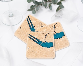 Beste Freunde Geschenkideen, Quadratische Karte Untersetzer, Untersetzer mit Halter, Housewarming Geschenkidee, Geschenk für Zuhause, Geschenk für Zuhause