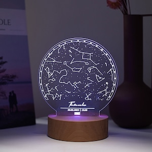Hochzeitstag Geschenk, erste Date Karte, Sternenkarte Licht, personalisierte Nachtlampe, benutzerdefinierte Konstellation Sternenkarte Nachtlicht, neue Hausbesitzer Geschenkidee