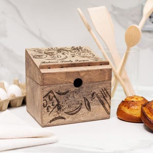 Holzrezepte Box, Geschenk für Mutter, Benutzerdefinierte Rezeptbox, personalisierte Rezeptbox, Benutzerdefiniertes Geschenk für Mama, Aufbewahrung für handgemachte Rezepte
