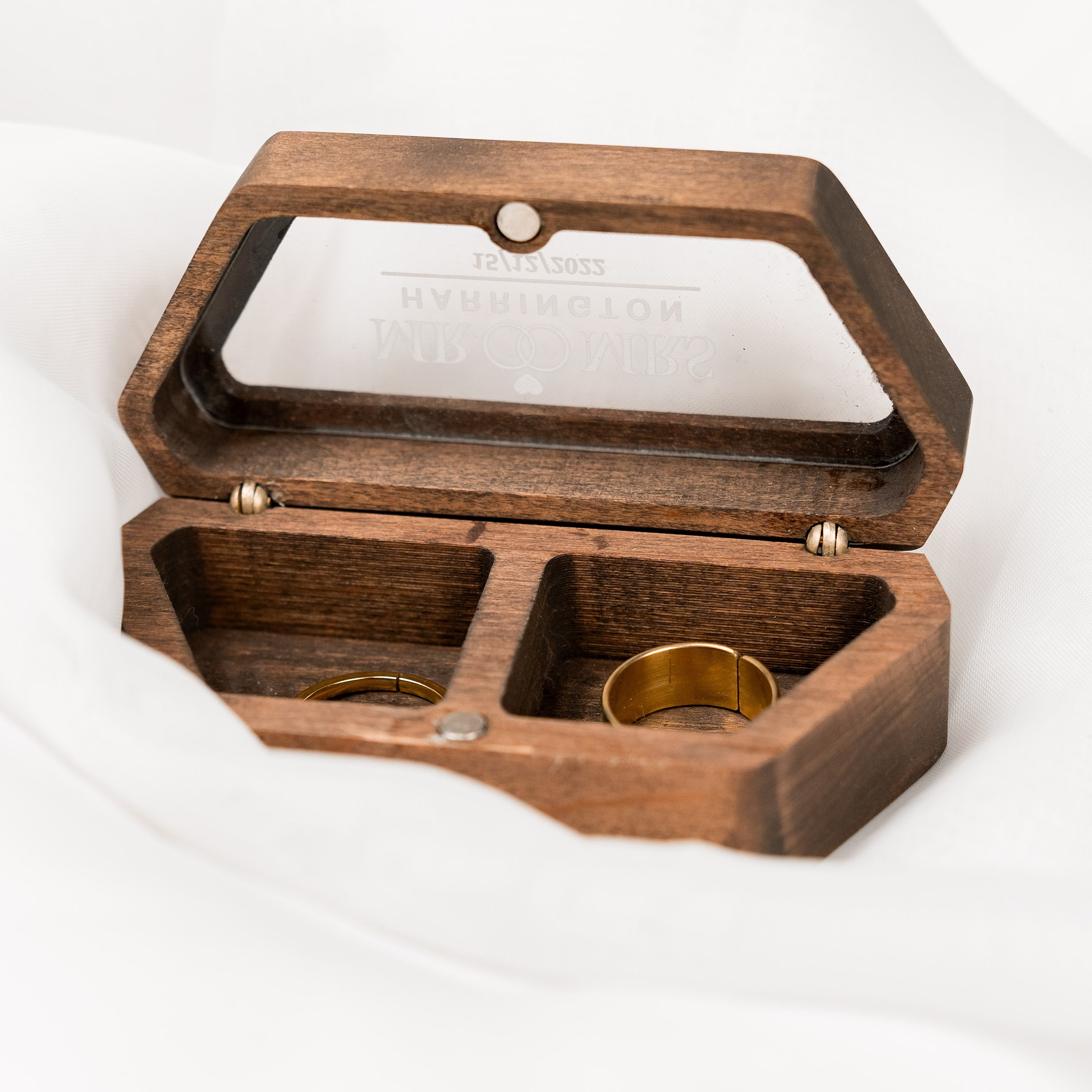 Boîte À Bague En Forme De Cœur En Bois Verrouillage Magnétique Boîte À