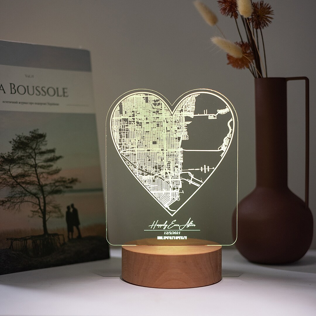 Acrylic Wooden Home Decor, Wedding Heart, Wedding Day Gift, Couples ...