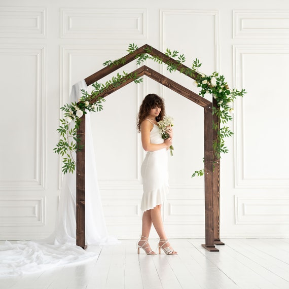 Pentagon arch, Wedding backdrop stand, Wedding arbor, Wooden backdrop, Pentagon arch, Outdoor wedding decorations, Wedding flower arch
