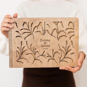 Baby photo book, Travel album, Anniversary gift for couples, Wooden photo album, Personalized photo album scrapbook, Gift for family