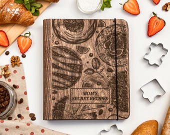 Family Recipe Book Personalized, Custom Cookbook Journal, Gift for Mother or Grandma, Holiday Kitchen Gift